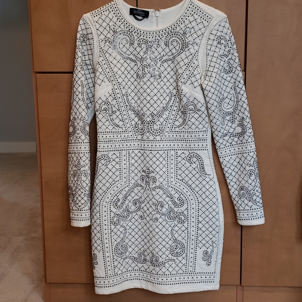 Bebe Cream Beaded Dress